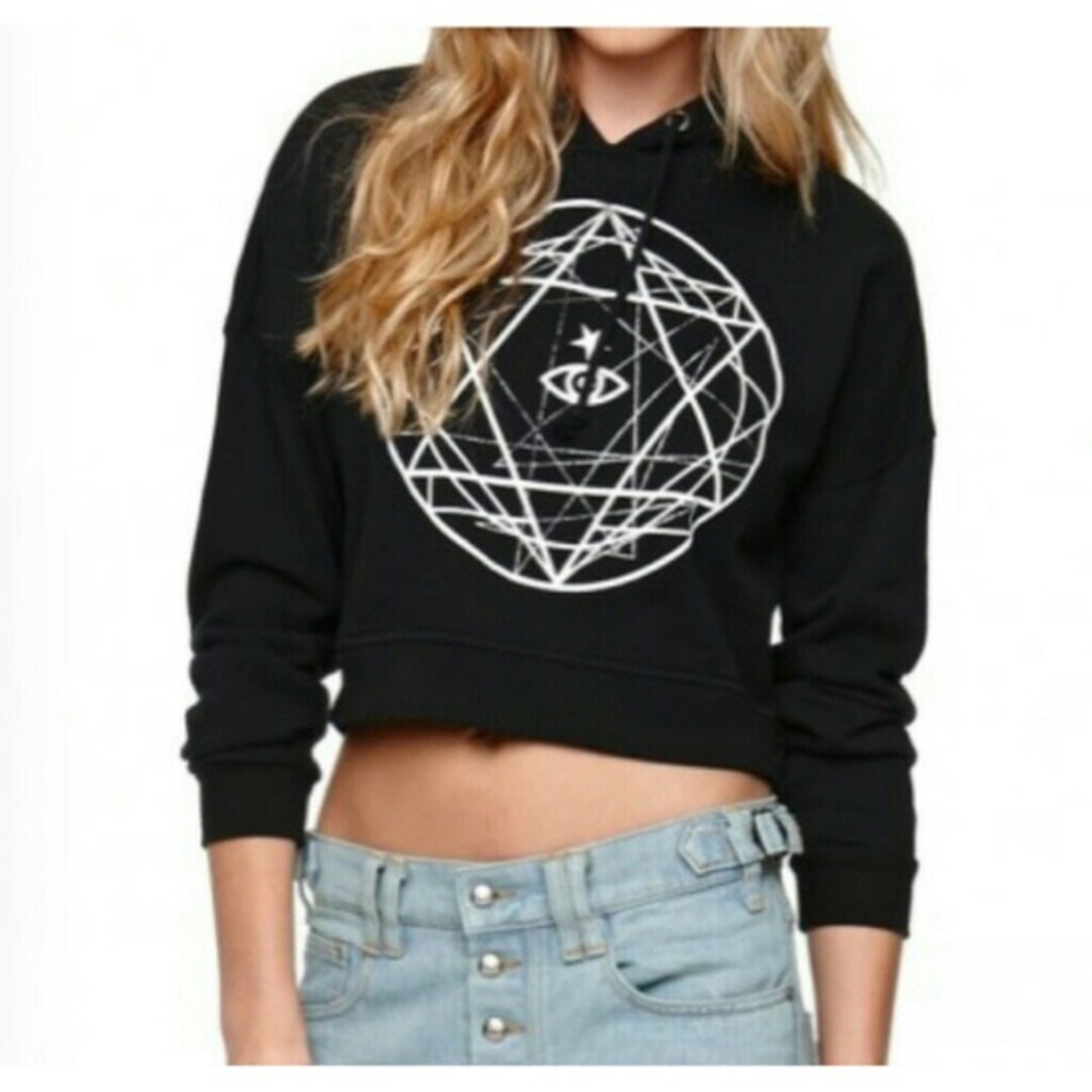 PACSUN LA HEARTS black crop hoodie